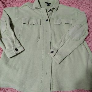 F21 Arm Patch Shacket Light Green/ Oversized/ SZ S/ NWOT/ See Info